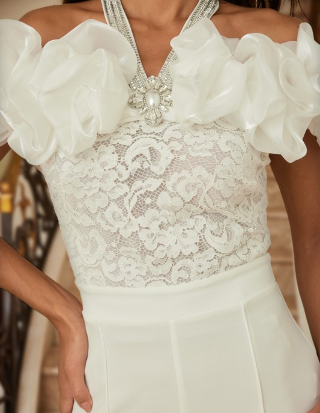 MEDALLION PEARL PENDANT JUMPSUIT